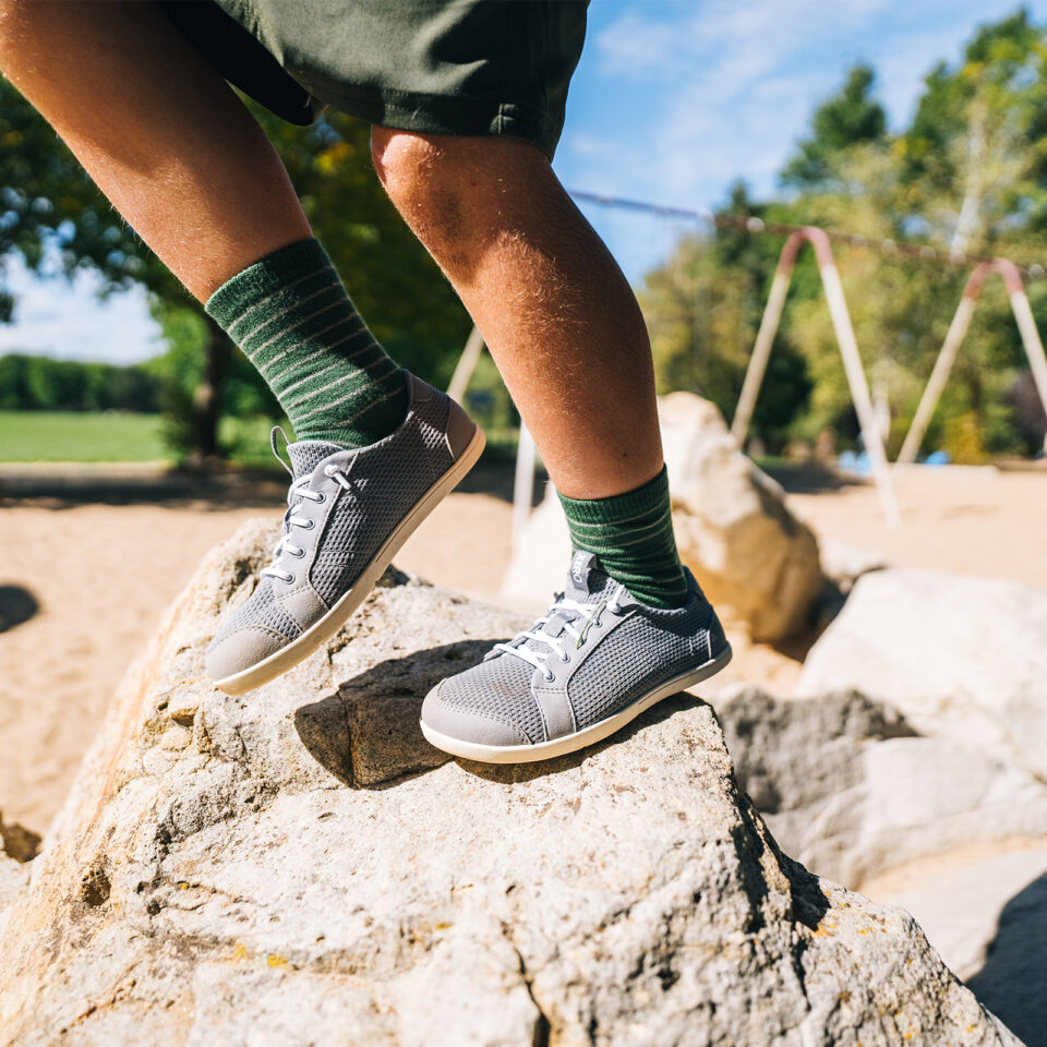 Sneakers Barefoot Copii, Xero, Dillon Knit Big Kids – Iconic Sneaker for Kids, Alloy