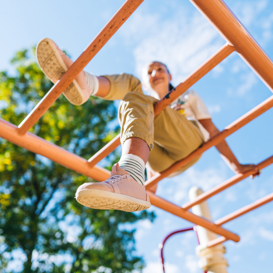 Sneakers Barefoot Copii, Xero, Dillon Knit Big Kids – Iconic Sneaker for Kids, Pink Sand