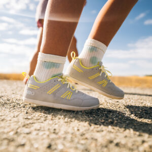 Sneakers Barefoot Copii, Xero, Prio Big Kids – Athletic Shoes for Active Kids, Lunar Rock / Sunny Lime
