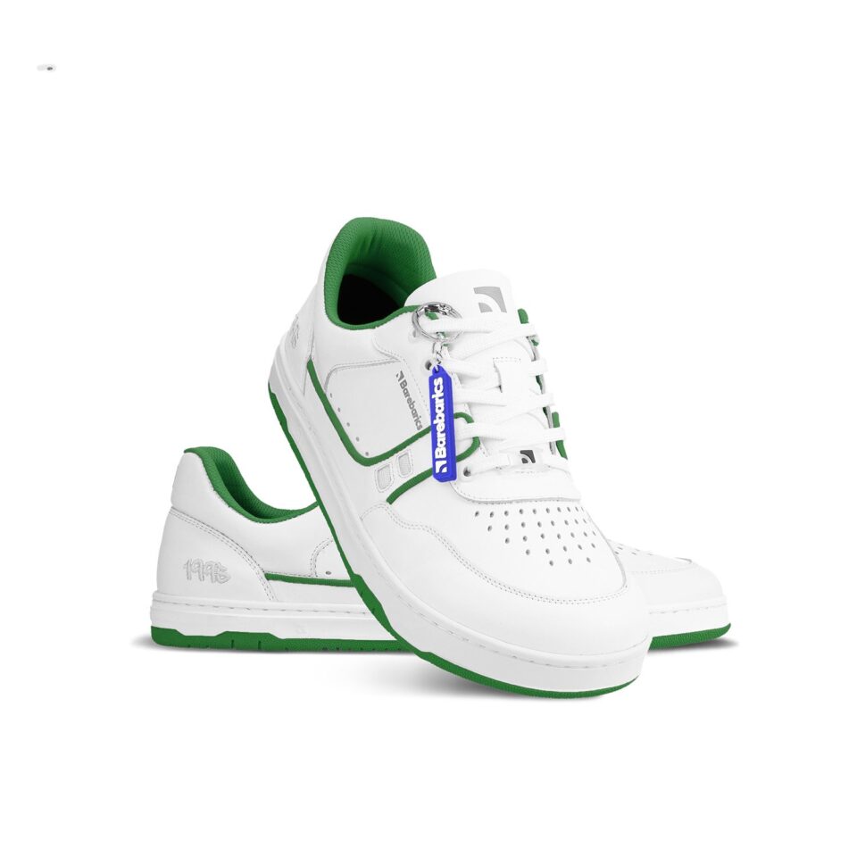 Sneakers barefoot din piele, Barebarics, Arise, alb-verde2