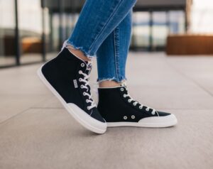 Sneakers barefoot, Belenka Rebound, high, culoare alb-negru