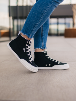 Sneakers barefoot, Belenka Rebound, high, culoare alb-negru